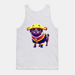 Cute Pug in Sailor Hat - Adorable Childish Pug with Nautical Hat Costume Tank Top